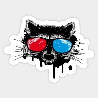 Raccoon with 3D glasses Sticker